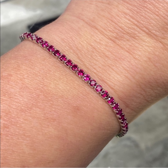 AZL Diamond Sapphire Ruby Bolo Tennis Bracelet Bundle ~ Set of 3 Bracelets - Picture 16 of 16